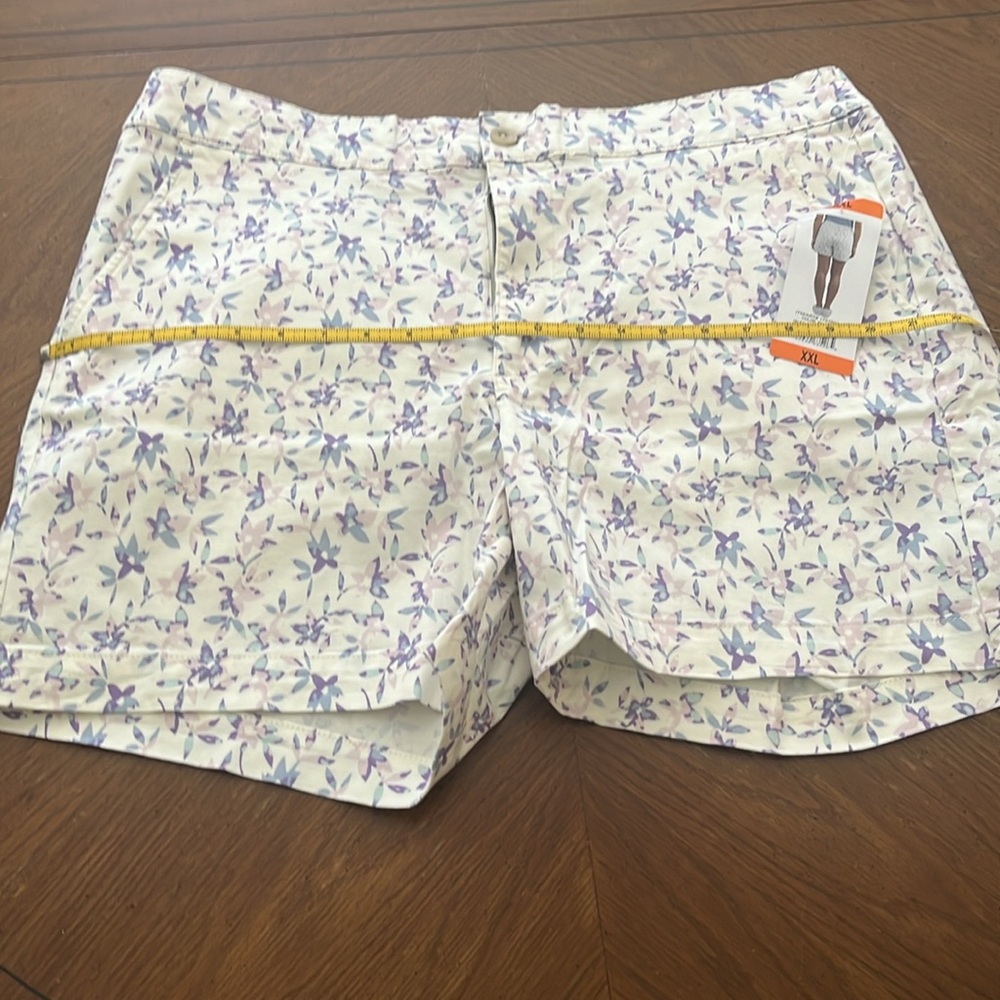 NWT Jach’s Girlfriend Stretch Chino Shorts Blue Pink Purple Botanical Print - Picture 8 of 14